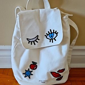 Nina Ricci Embroided denim white Backpack bag used